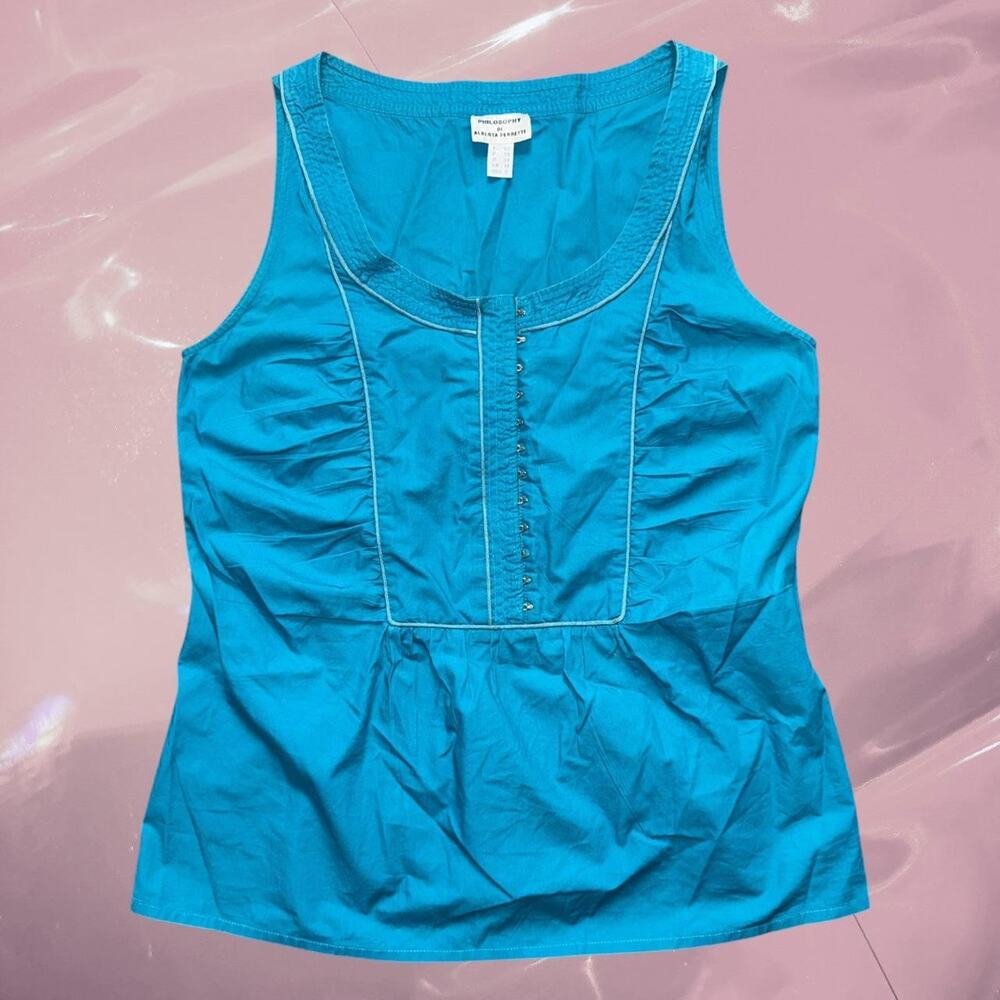 Y2K Philosophy di Alberta Ferretti blue Turquoise sleeveless cottage core top